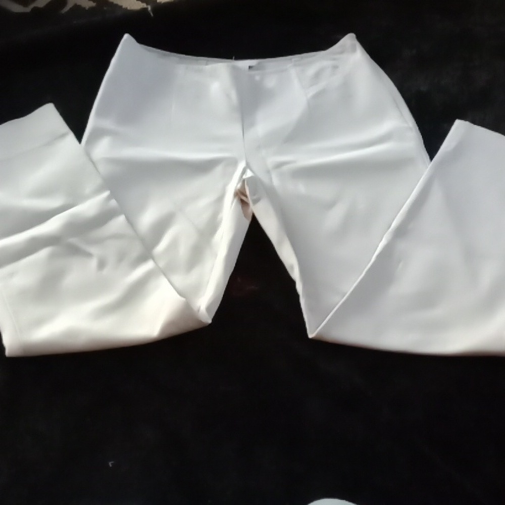 Chico's cream colored tailored wide leg pants side zipper sx00 NWOT  side slit